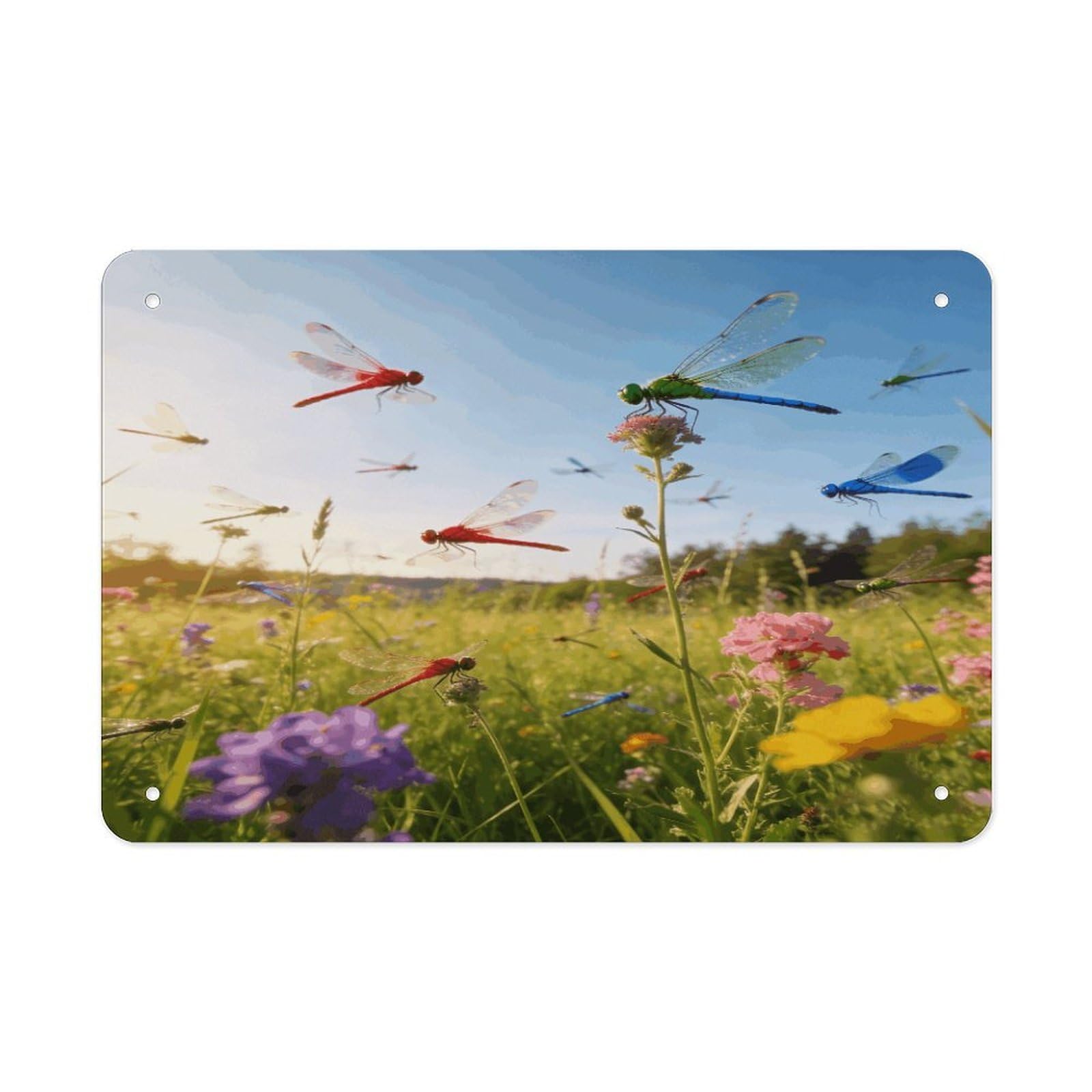 Fodpand Style Dragonfly Meadow Wall Art Metal Tin Signs Bar Metal Tin Sign Wall Decor For Home Living Room Bedroom Toilet Hotel Halloween Decor Gifts 7.9X 11.8 Inch