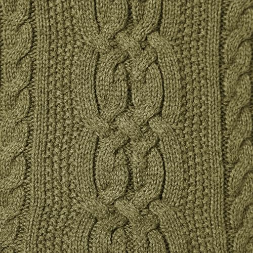 Amazon Essentials Damen Fisherman Cable Langarm-Pullover mit Rundhalsausschnitt (Erhältlich in Übergröße), Olivgrün, Größe M