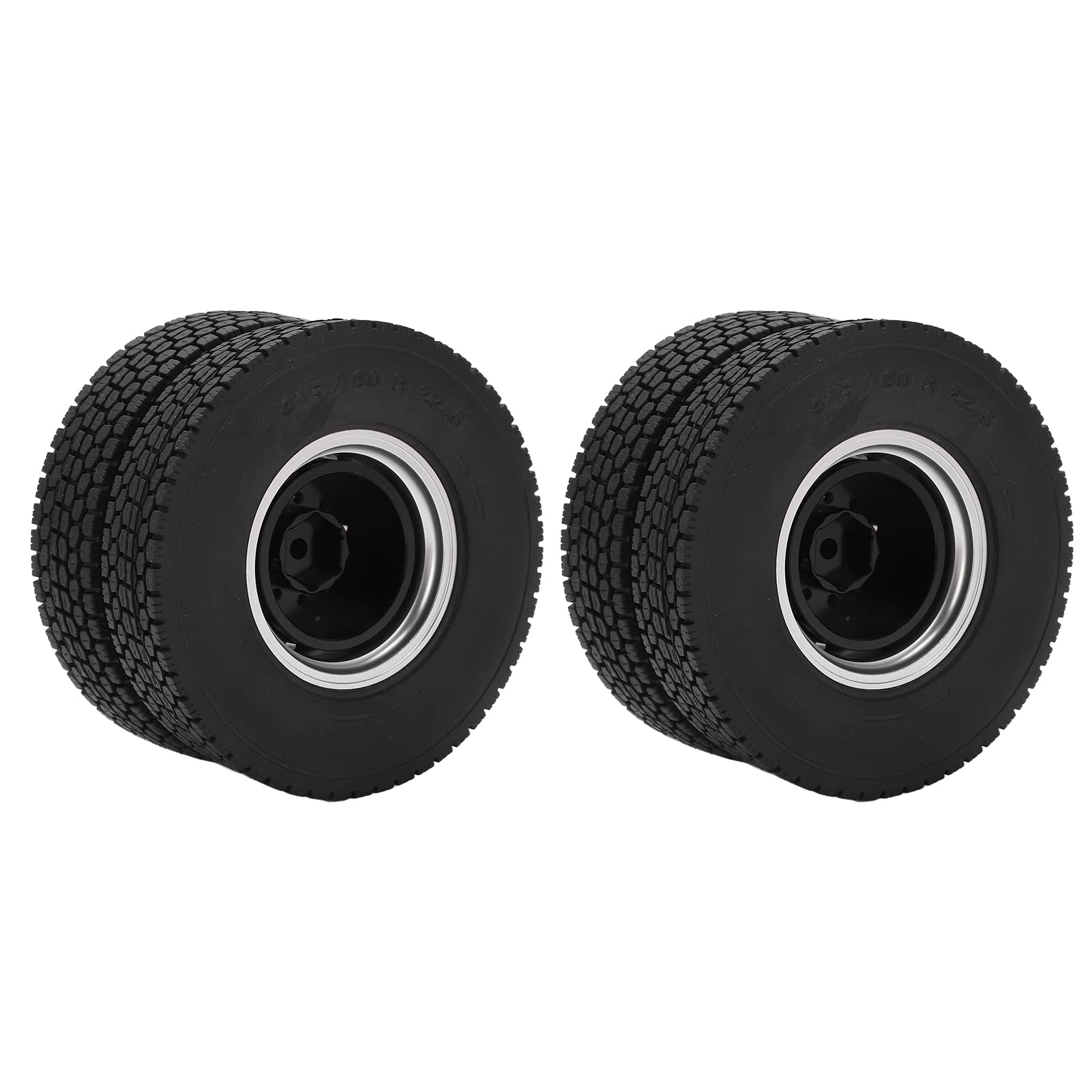 2 szt. Tylne Opony RC, Zdalnie Sterowanym Samochodowym Felgi Aluminiowe ze Stopu Aluminium Zestaw Gumowych Opon do 1/14 Ciężarówka z przyczepą