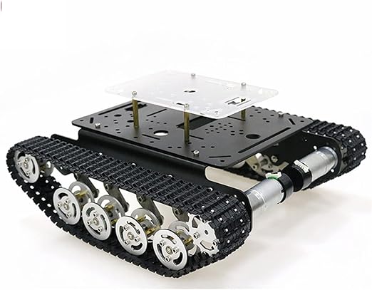 Professional Shock Absorption Robot Tank Car Chassis with DC Encoder Motor for Arduino/Raspberry Pie, Tracked Suspension Absorbing Vehicle, Remote Control Track Crawler Damping Vibration Caterpillar