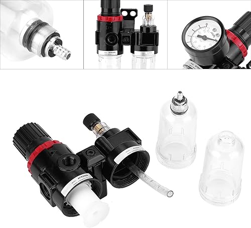 Miniatura 7 de Compresor de filtro de presión de aire Regulador neumático Lubricador Válvula de drenaje Trampa de agua Separador de aceite-agua para herramientas