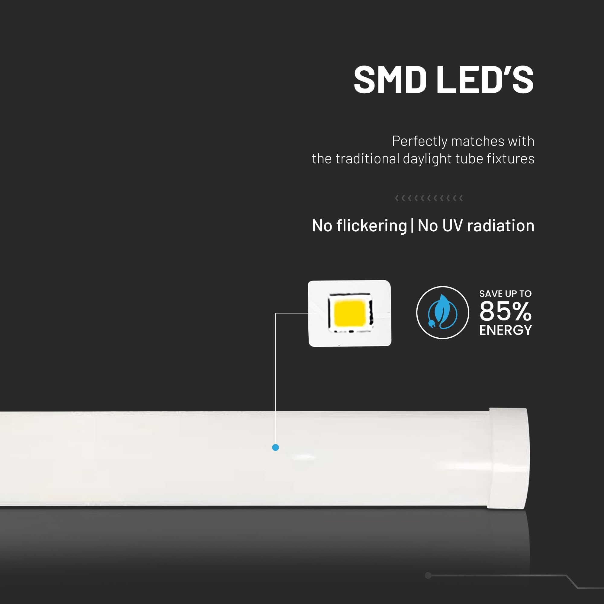 V-TAC 2x Plafoniera LED 150 CM da Soffitto o Parete - 50W - Chip Samsung - Lampada Rettangolare 6000 Lumen IP20 per Parete, Garage, Negozio,Magazzino - Plafoniere Tubo - Luce 4000K Bianca Naturale