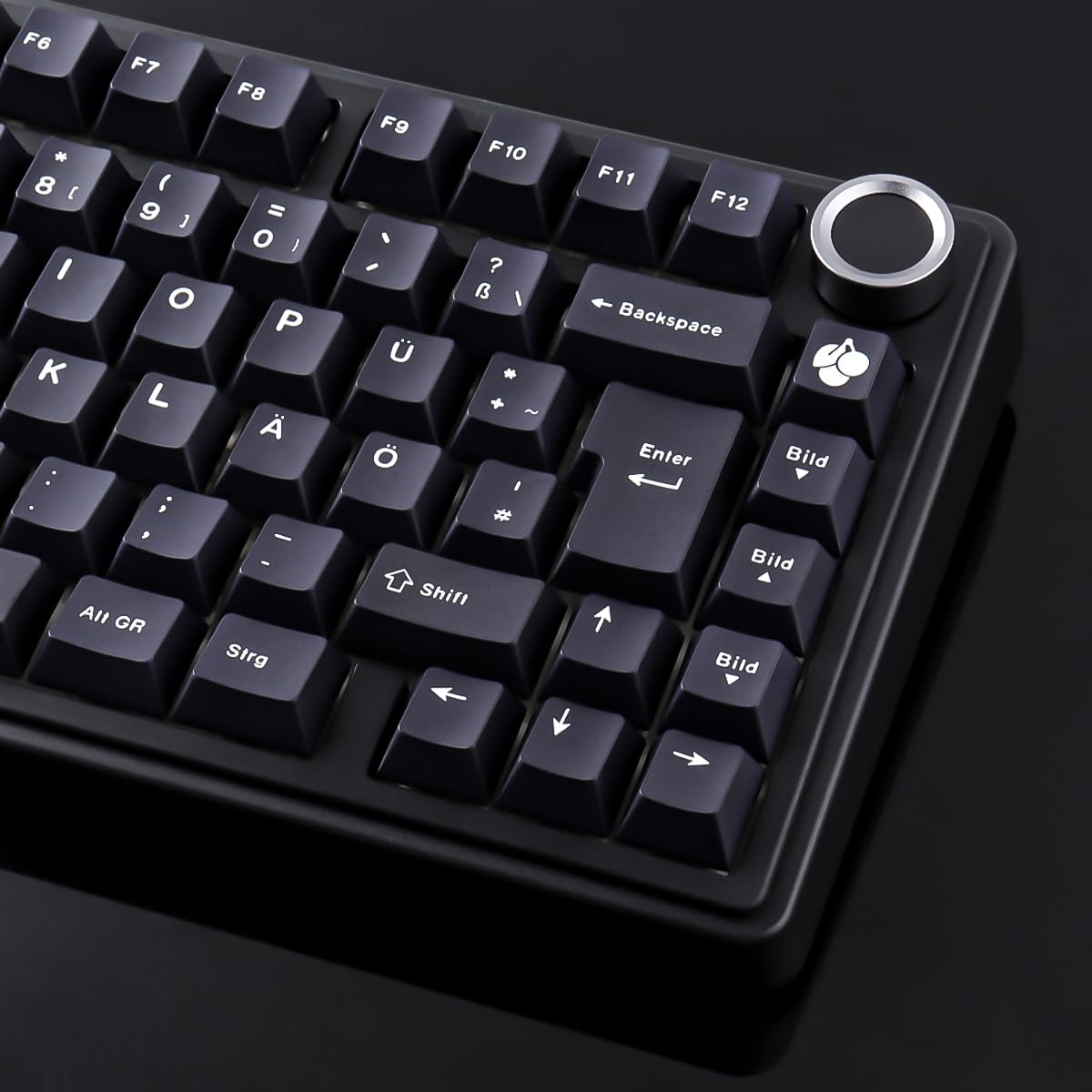 Sunzit PBT Keycaps DE Layout, 132 touches, ensemble de touches WOB noir personnalisé, touches profil cerise avec impression par sublimation de couleur pour commutateurs MX, disposition ISO/ANSI