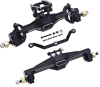 FACCNOY TRX4M Brass Black Coating Front Rear Portal Axle with Servo Mount Upgrade Ground Clearance + 5.5MM for 1/18 RC Crawler TRX4-M Upgrade Parts