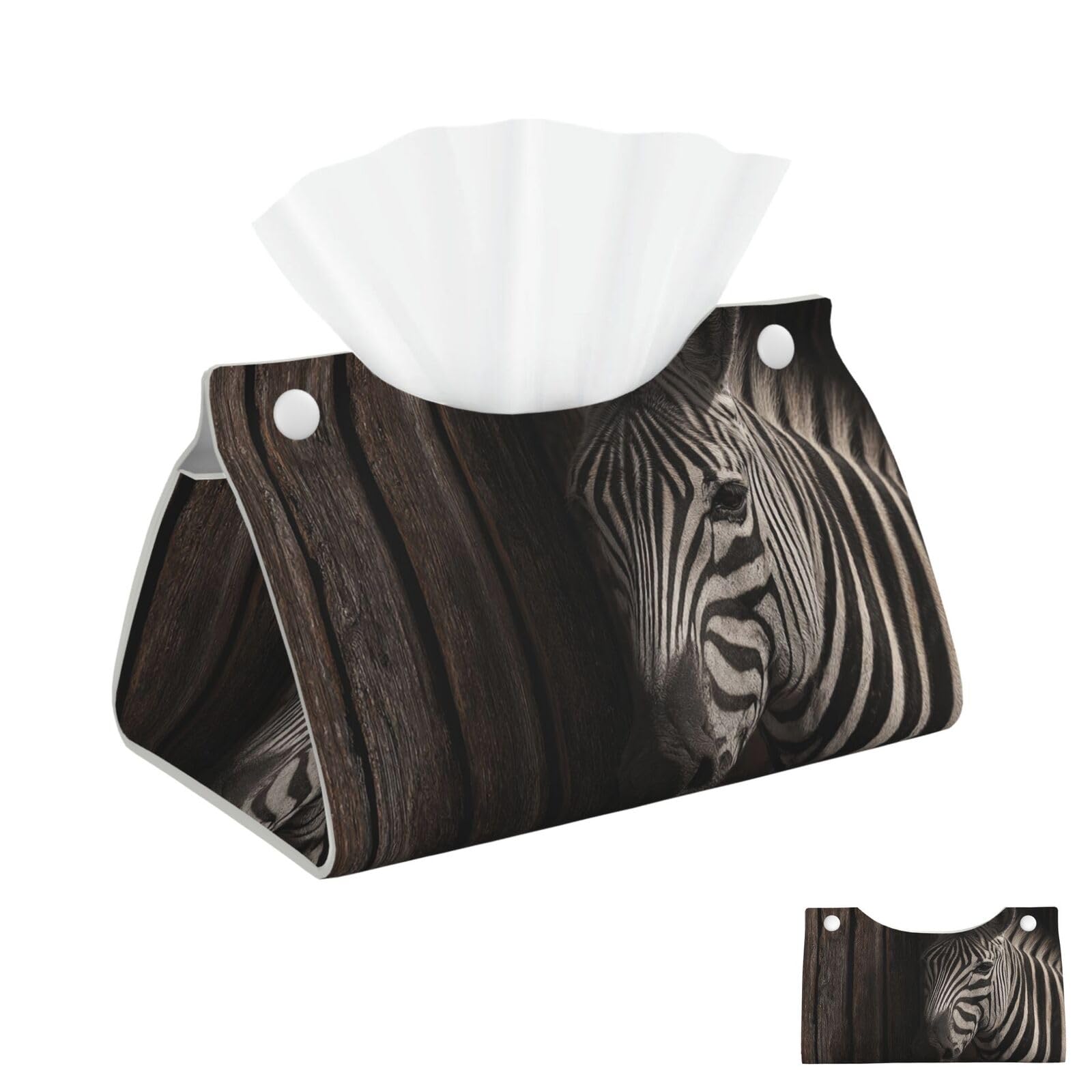 Zebra in Front of Wooden Board Tissue Box Cover Square Cube Boxes