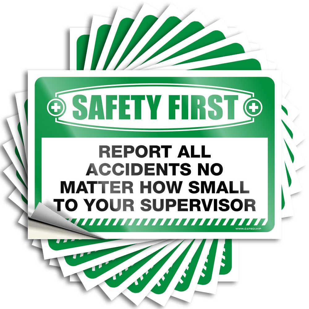 Decals for Cars Safety First Report All Accidents No Matter How Small to Your Supervisor Stickers 10Pcs Car Decals Car Accessories(8X12CM)