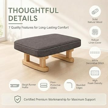 Foot Stool, Small Solid Wood Footstool with Removable Cover