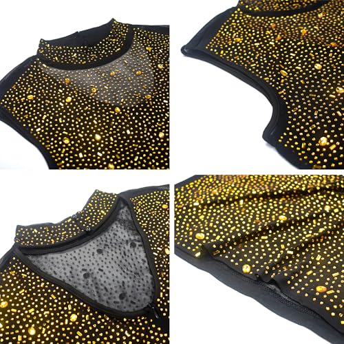 Image of PORRCEY Women's Sexy Elegant Rhinestone Mesh Party Club Night Mini Dress