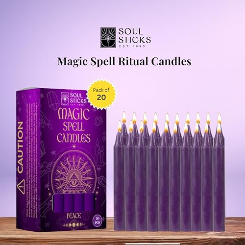 Miniatura 3 de Soul Sticks Peace - Velas cónicas de hechizo mágico de 4 pies, 20 unidades, ideales para altar, rituales, ceremonias, vela púrpura de meditación