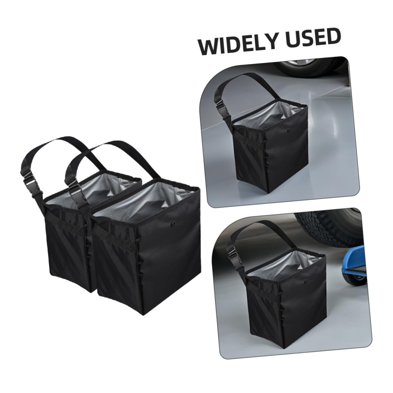 2 Stück Auto Mülleimer 8, 5l Schwarz Tragbar für Reise | Nylon und Pvc, für Camping und Heimorganisation, Passend für Reisebedarf und Ausrüstung