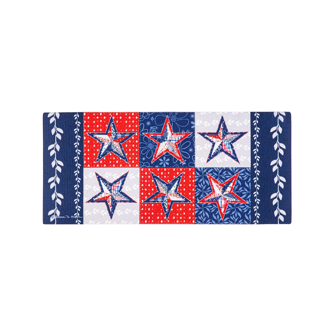 Evergreen Red, White, and Blue Stars Patriotic Sassafras Switch Mat Inserts, Interchangeable Front Door Mat Outdoor Entrance, Indoor Door Mats for