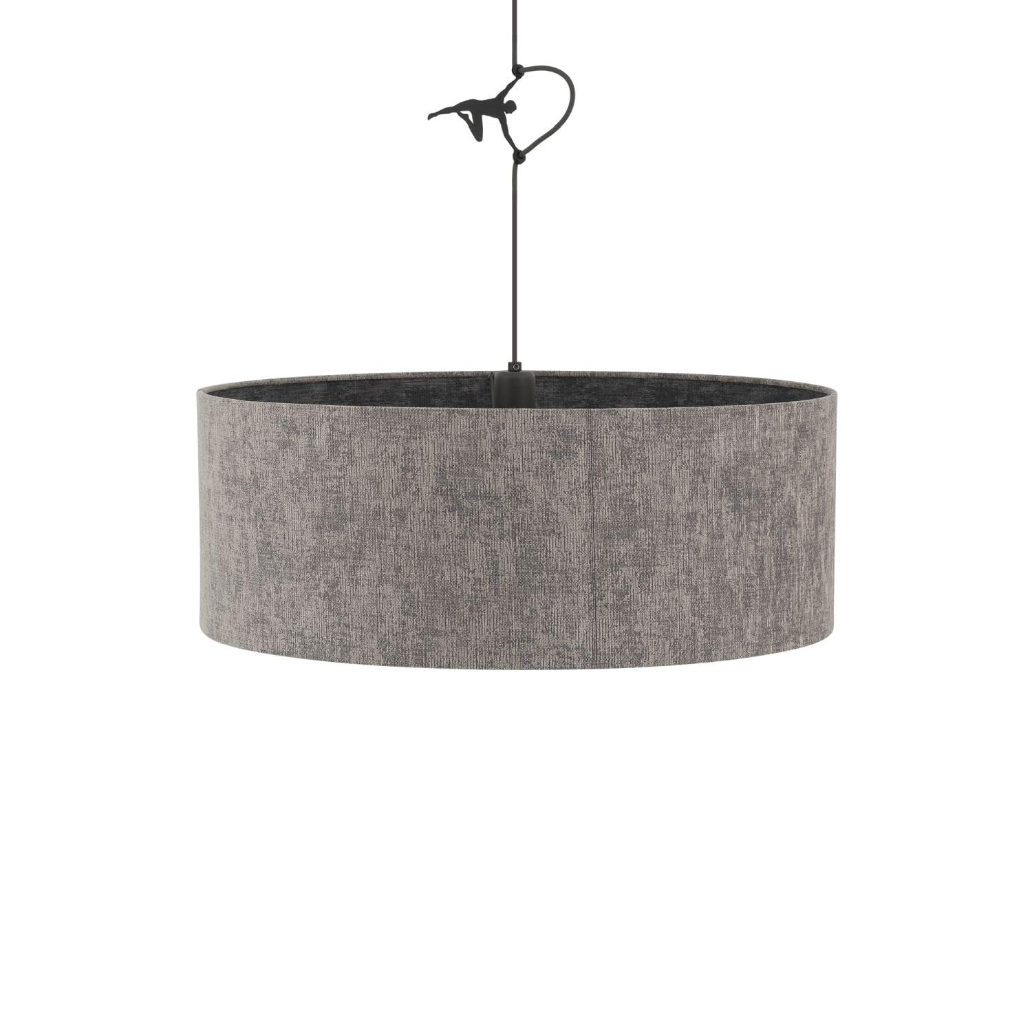 Licht-Erlebnisse Pendelleuchte Stahl Stoff Umbra Grau Modern Esstisch Wohnzimmer höhenverstellbar E27 wohnlich L:50 cm Esszimmer Hängelampe Stoffschirm