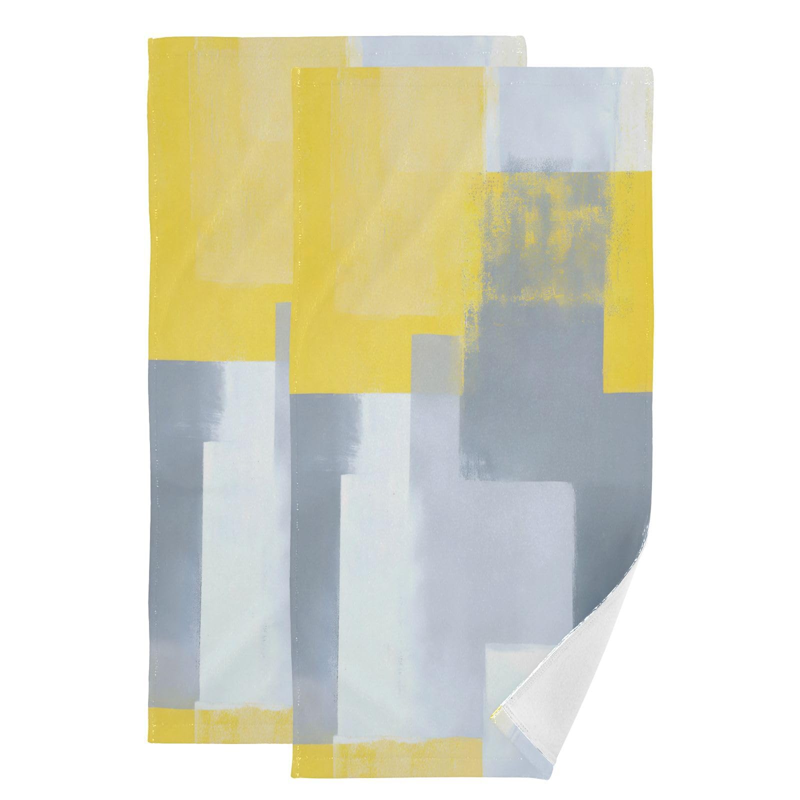 Serviettes de bain pour salle de sport et hôtel lot bicolore jaune gris
