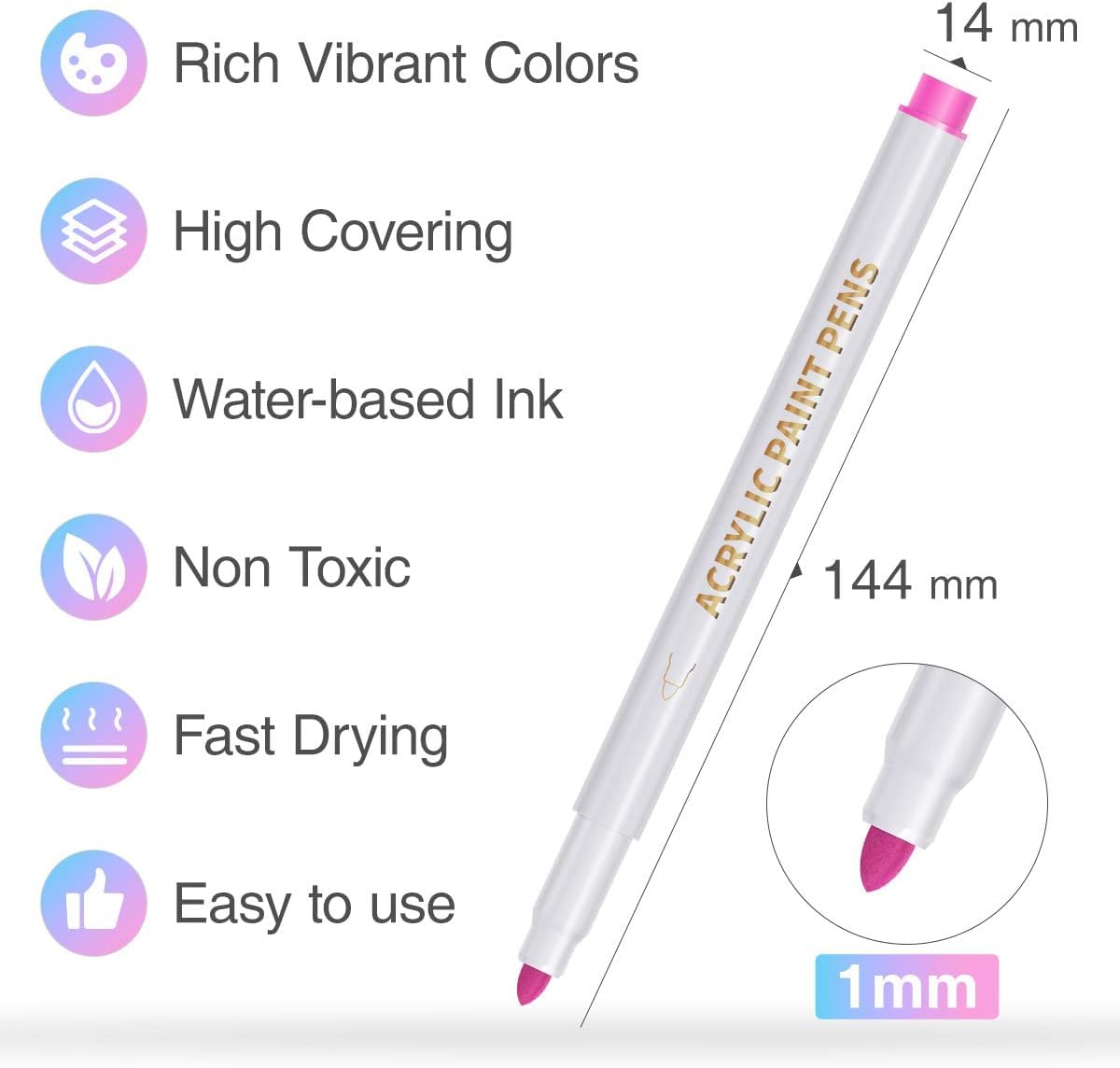 Parssufy 24 Colors Acrylic Paint Art Marker Pen Set, Premium Acrylic Paint Pens for Wood, Canvas, Stone, Rock Painting, Glass, Ceramic Surfaces, DIY Crafts Making Art Supplies 1
