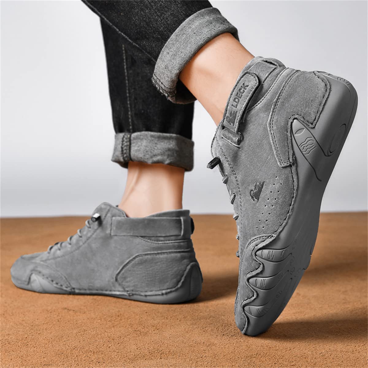 Chukka buty dla mężczyzn letnie na co dzień zamszowe sznurowane botki na zewnątrz lekkie antypoślizgowe trampki do chodzenia, szary, 41.5 EU