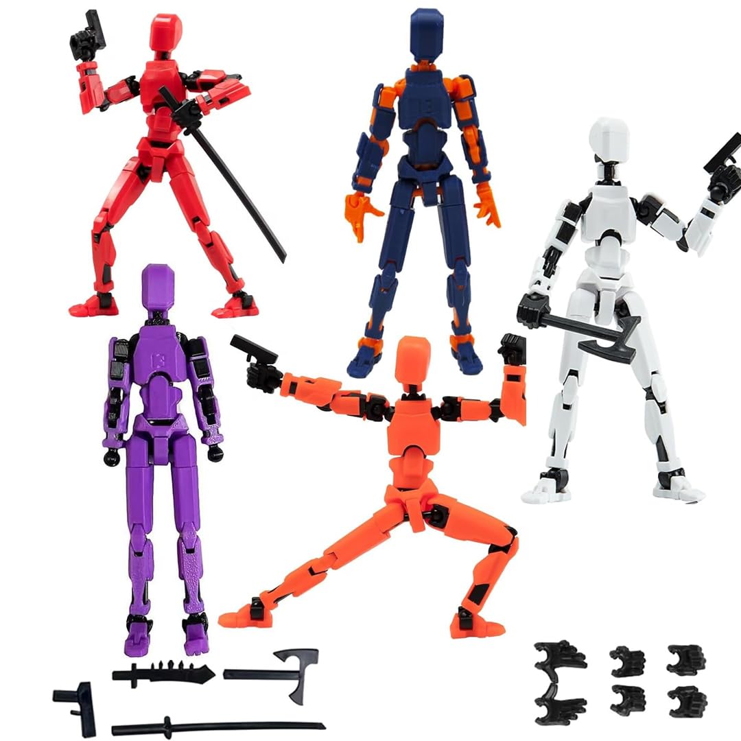 Set di action figure T-13, 5 pezzi, con stampa 3D, multi-snodato, per collezionisti e decorazioni da scrivania (5 pezzi)