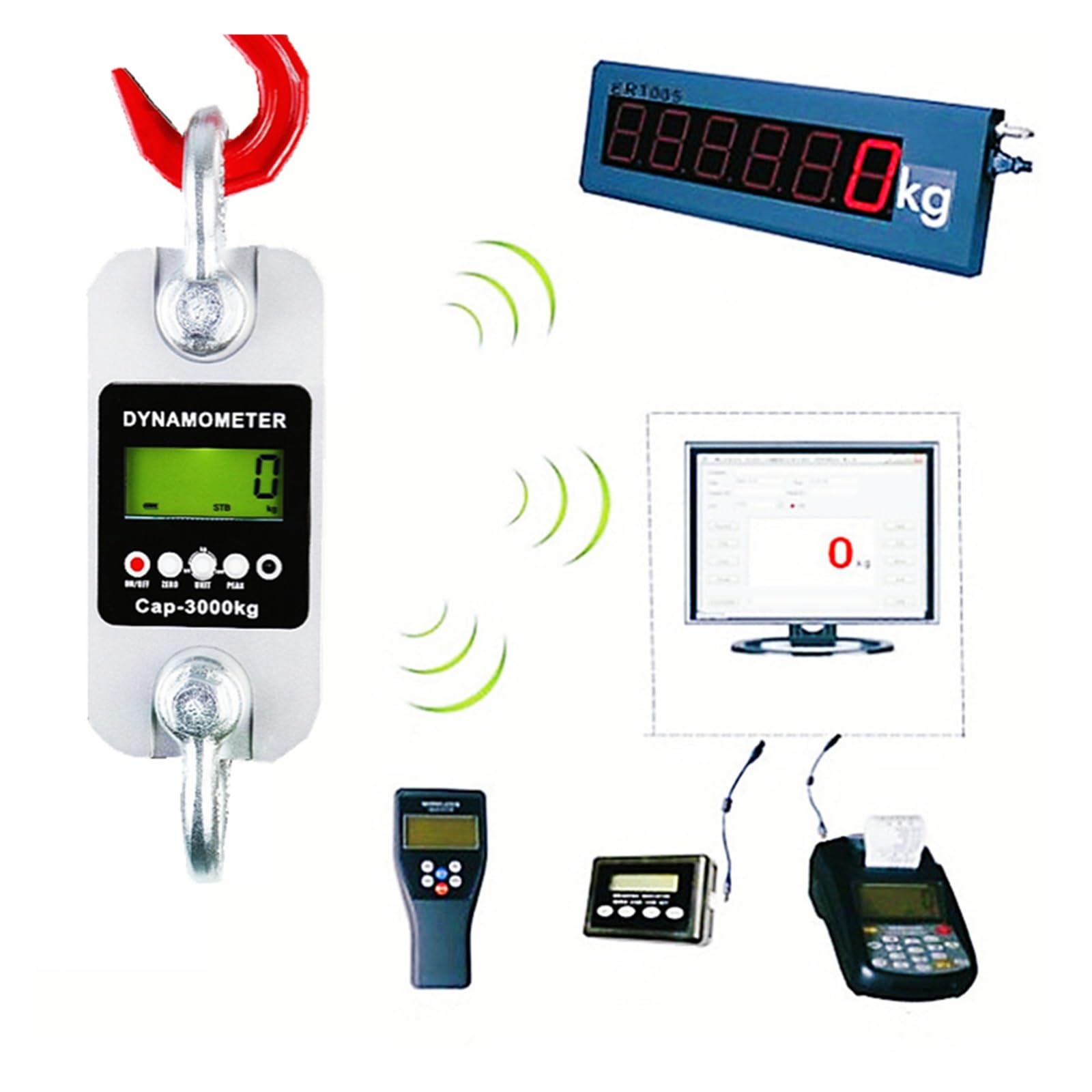 Tester di Tensione, Dinamometro digitale wireless Bilancia for gru Misuratore di tensione for stampante con telecomando for pesi sospesi(S-10)