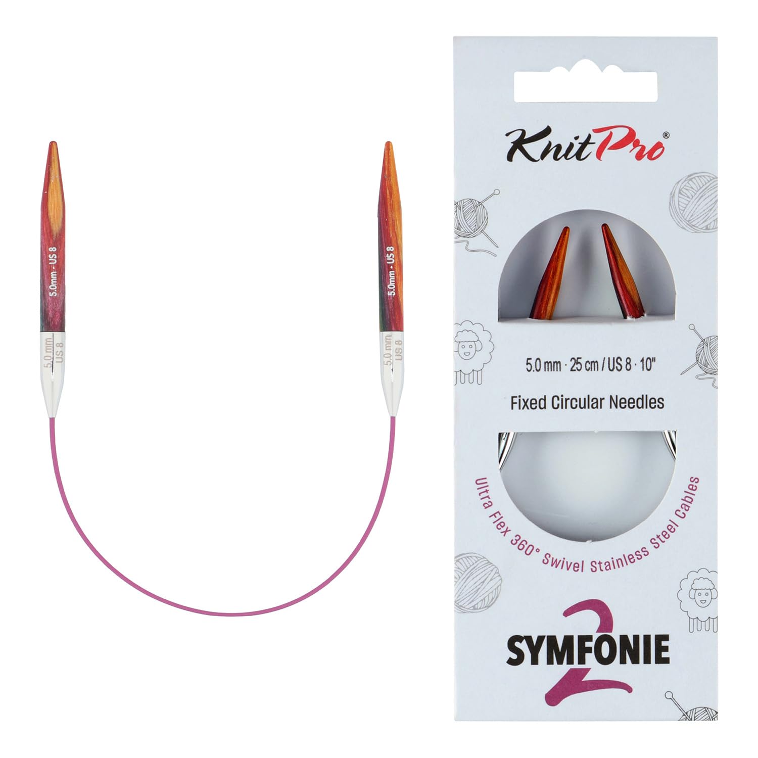 KnitPro Symfonie 2 Fixed Circular Needles 10" (25cm) | 5mm