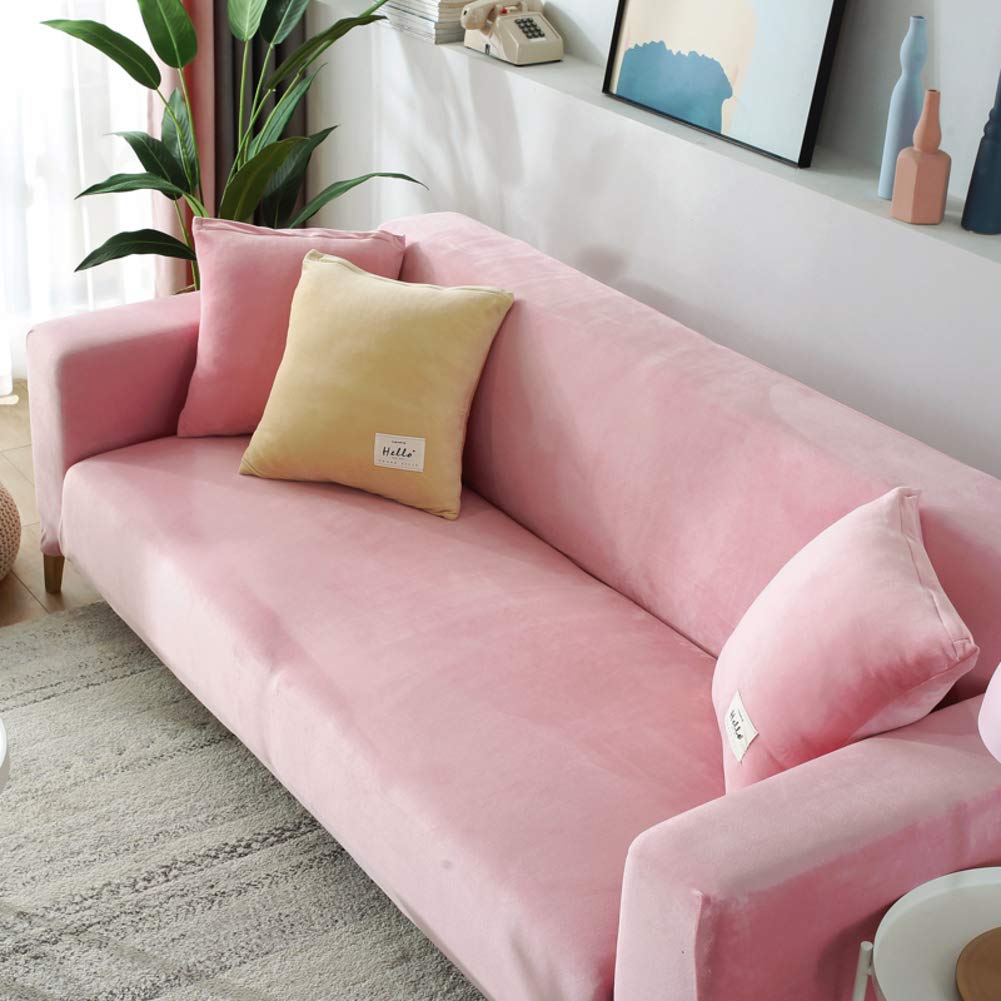 Felpa Cubiertas De Sofá para 1 2 3 4 Cubierta De Sofá,Polvo-Prueba Terciopelo Elástico Soft Couch Cover,Ajuste Fácil Lavable,Cubierta De La Silla Recliner Mueble Protector De Sofá-