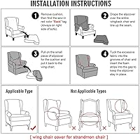Vista 7 de Fundas para silla Wingback, 2 piezas, fundas elásticas para sillón de ala de color sólido con parte inferior elástica, protector de muebles