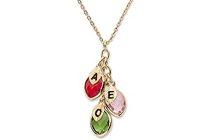Personalized Birthstone & Initial Necklace for Mom