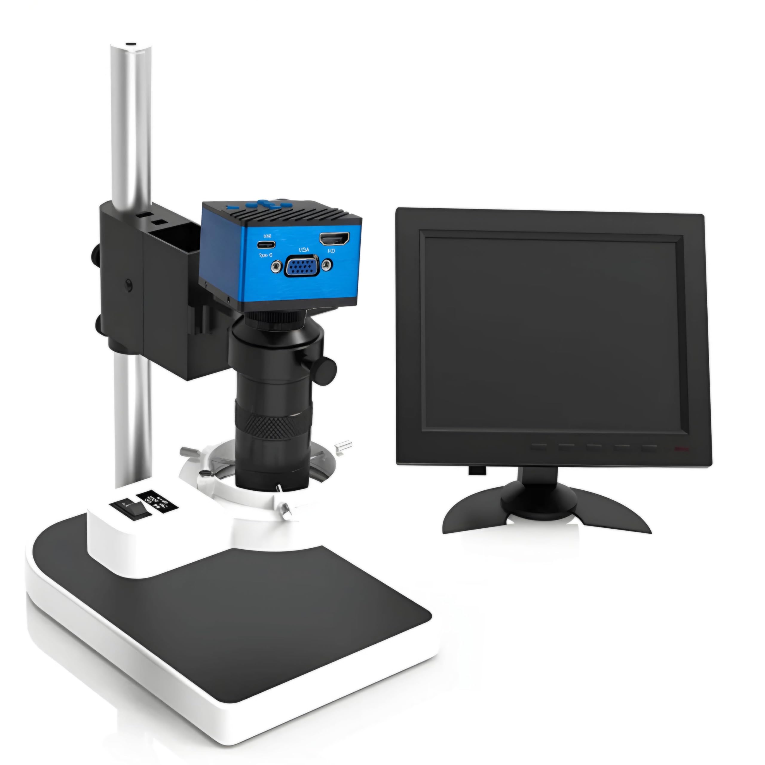 DKP Medicams Microscope Sets with 10 Inch (LCD) HD 13MP 60F/S HDMI VGA Industrial Microscope Camera+130X C Mount Lens+56 LED Ring Light for Phone Chip Repair-picture-13