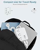 Vista 7 de Regleta de alimentación de viaje con puertos USB, 3 cables integrados, cable de extensión de enchufe plano, 3 tomacorrientes, 6 USB con cable
