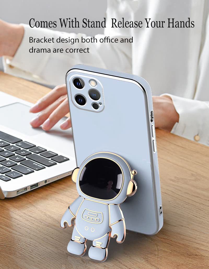 Wousunly Compatibile con Cover iPhone 14 Pro Silicone TPU Antiurto,Custodia iPhone 14 Pro con Supporto Astronauta 3D Sottile Anti-Graffio Case (Bianco