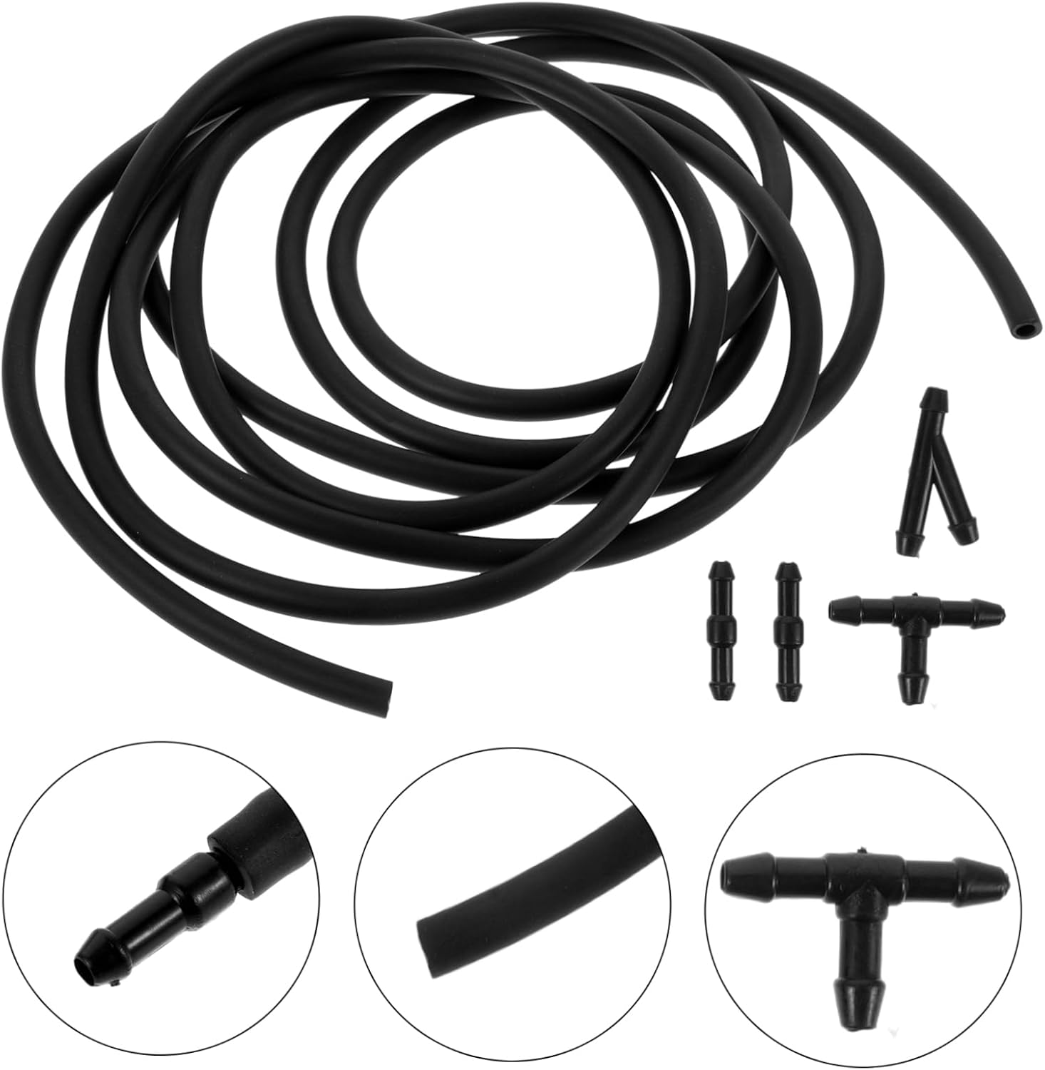 1set Car Windshield Washer Hose Kit Spray Hose Connectors and Adapter for Easy Installation Leakproof Design for Vehicle Cleaning
