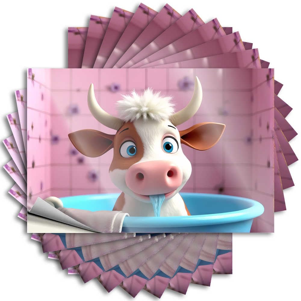 Quote Cute, Military Cover Cow in The Bathtub with Pink Flowers | Front Yard Decor(8X12CM)