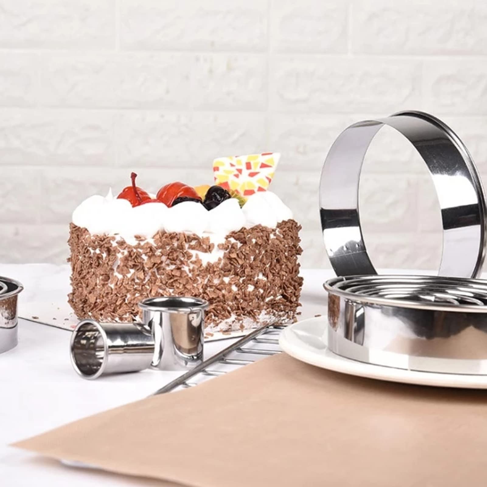 Runde Kuchenringform Aus Edelstahl – Nahtlos, Mit Schieber & Transferplatte, 7,5 Cm Durchmesser, Spülmaschinengeeignet