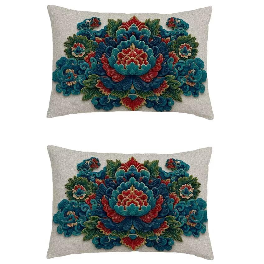 Housse de coussin lin imperméable turquoise 70x90 pour décoration de maison chic