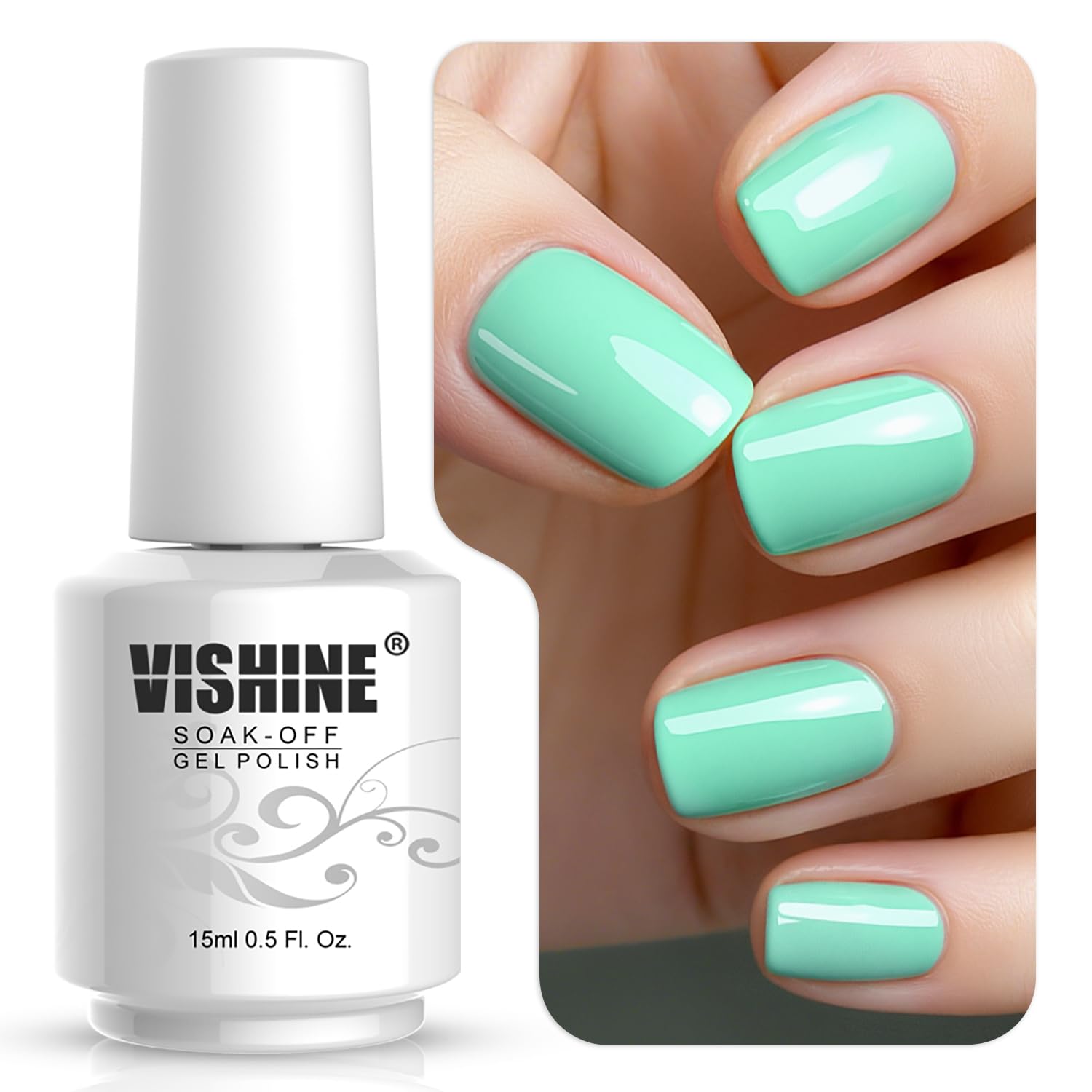 Vishine Gelpolish Gel Nail Polish Lacquer Shiny Color Soak Off UV LED Professional Manicure Turquoise(1594)