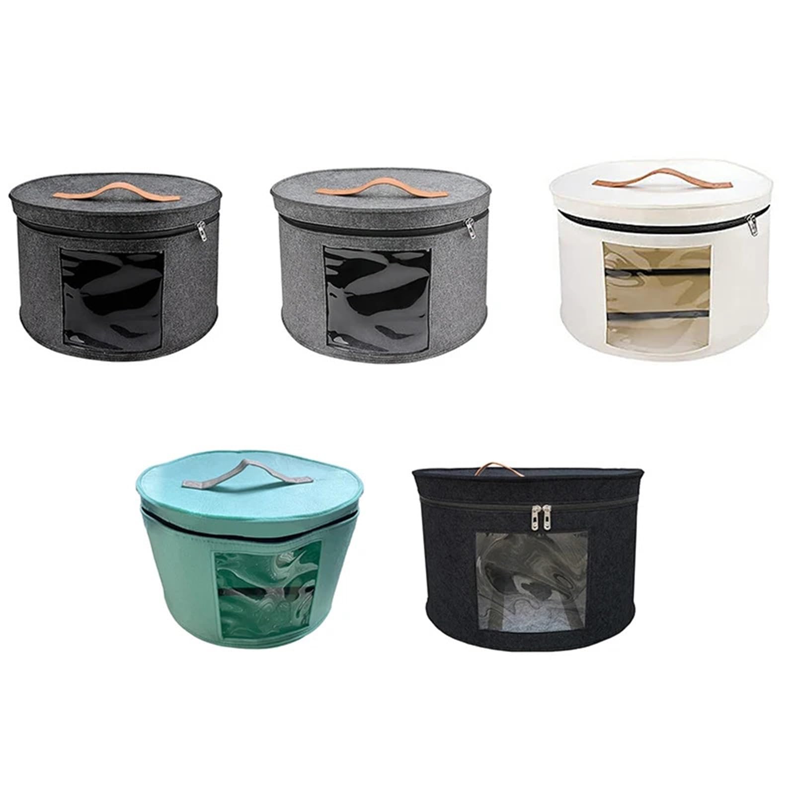 Caja de almacenamiento for sombreros, organizador ropa con tapa cremallera, bolsas viaje, fieltro redondo for el hogar Para el armario(Dark gray)