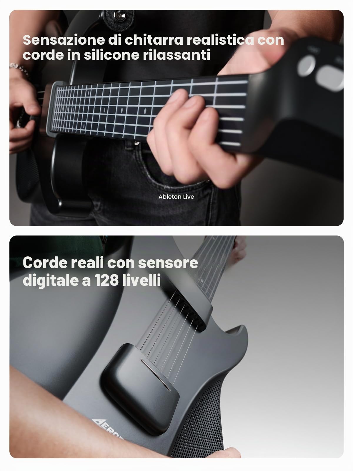 AeroBand Chitarra intelligente senza corde elettrica acustica portatile MIDI nero