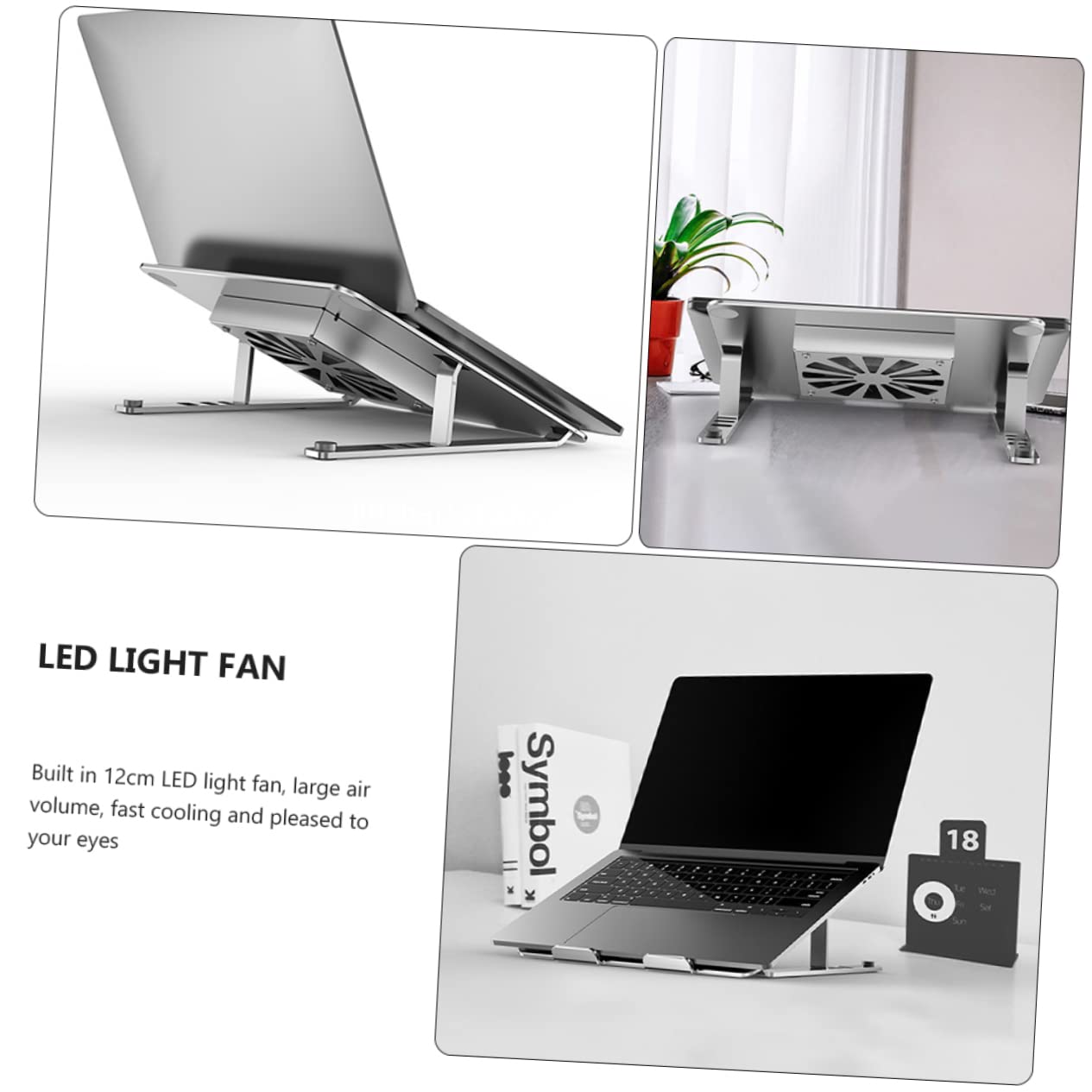 Enfriador de Portátil Ajustable de Aleación de Aluminio Ventilador LED