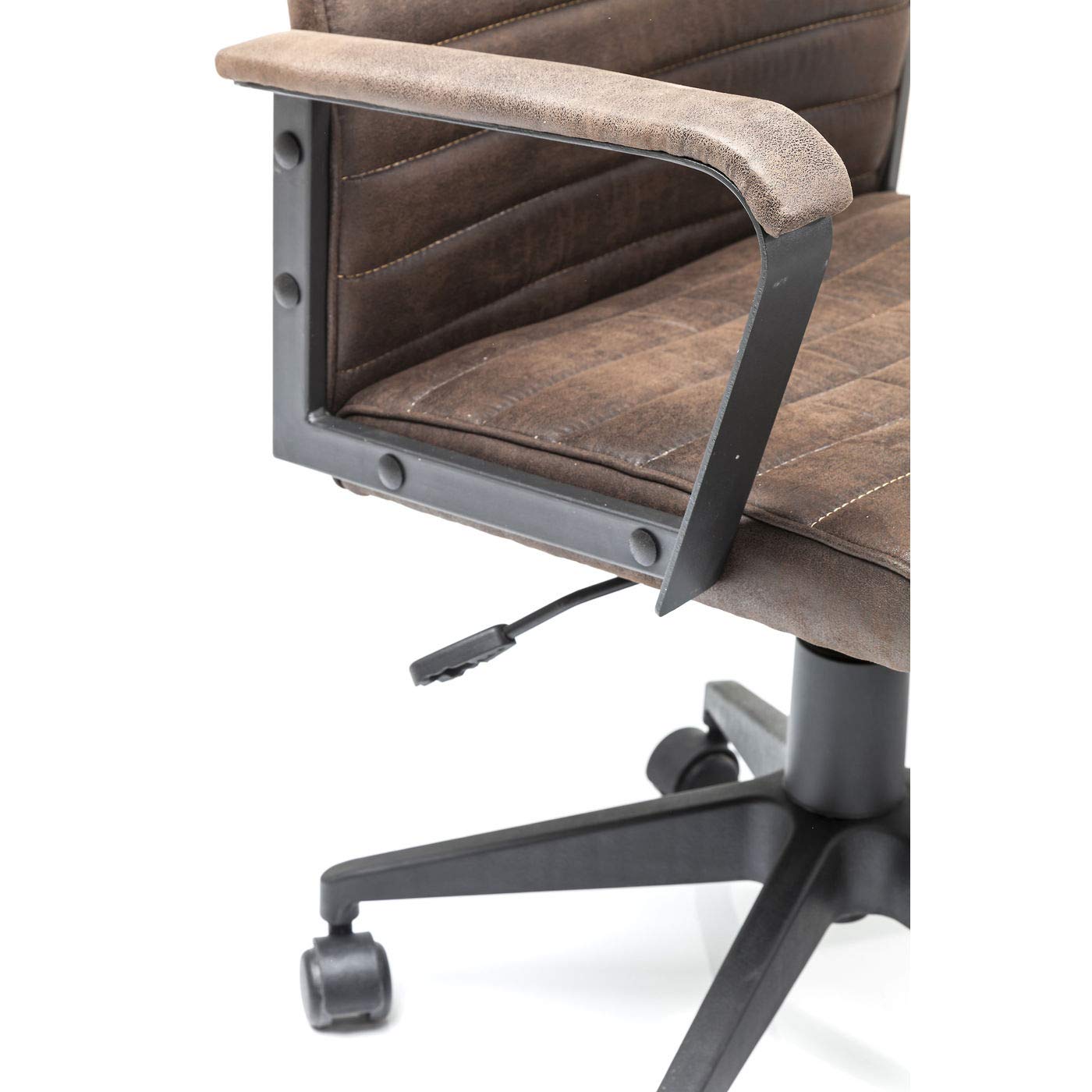 Kare Design Sedia Girevole Da Ufficio Labora, Marrone, 109X59X62Cm, Con Braccioli, Molla A Gas, Altezza Regolabile 47-57Cm, Schienale Basso, Moderno