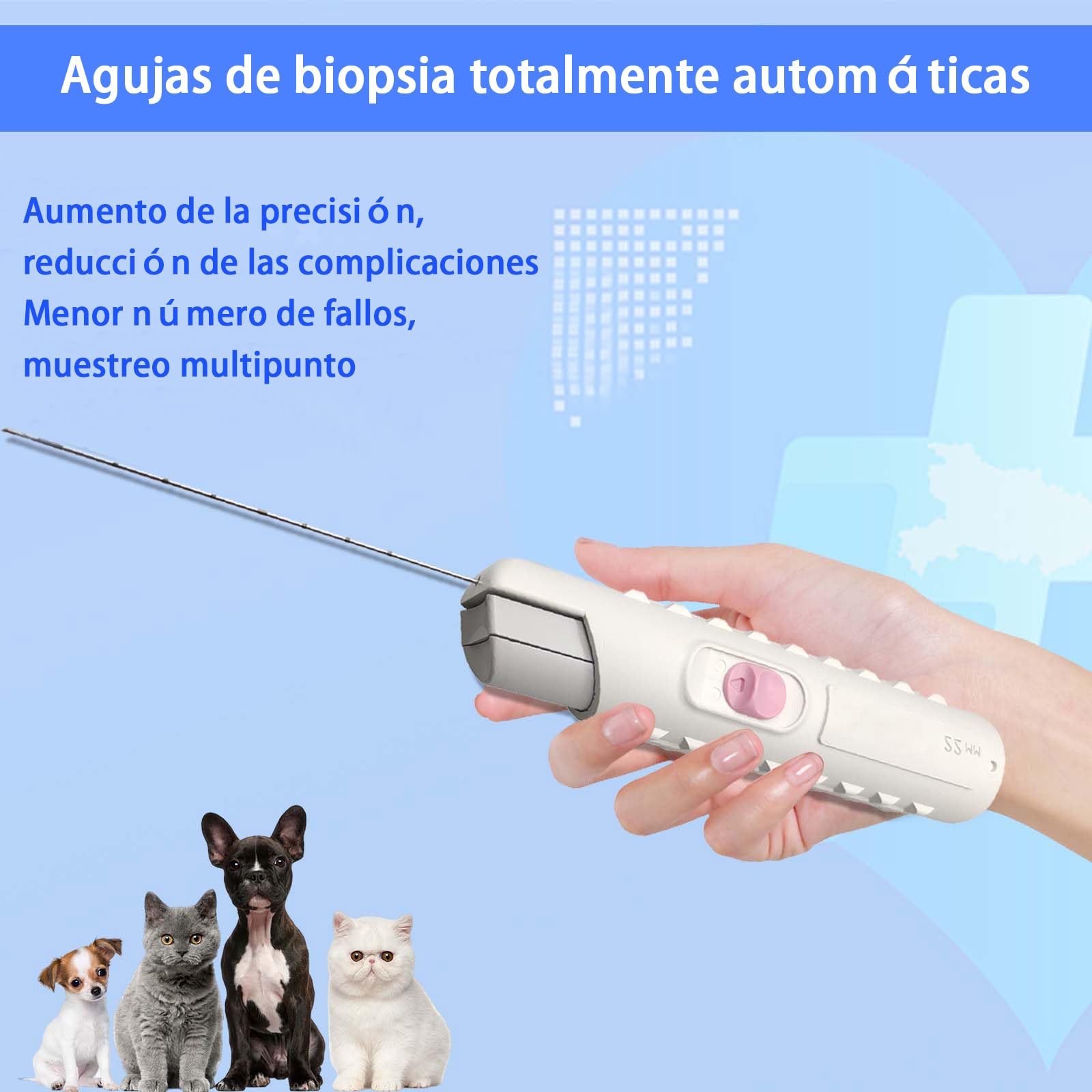 2 Aguja de Biopsia Automática para Mascotas – Aguja de Biopsia Veterinaria para Muestreo de Tejidos Animales, Herramienta de Diagnóstico Eficaz para Toma de Muestras en Mascotas. (16G 1.65mm*100mm)