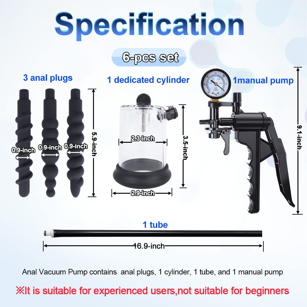 TaRiss's Anal Vacuum Pump Manual Anus Enlarger with Putt Plug Prostate Massager Stimulator Adult Sex Toys for Men Women Experienced Users Pleasure