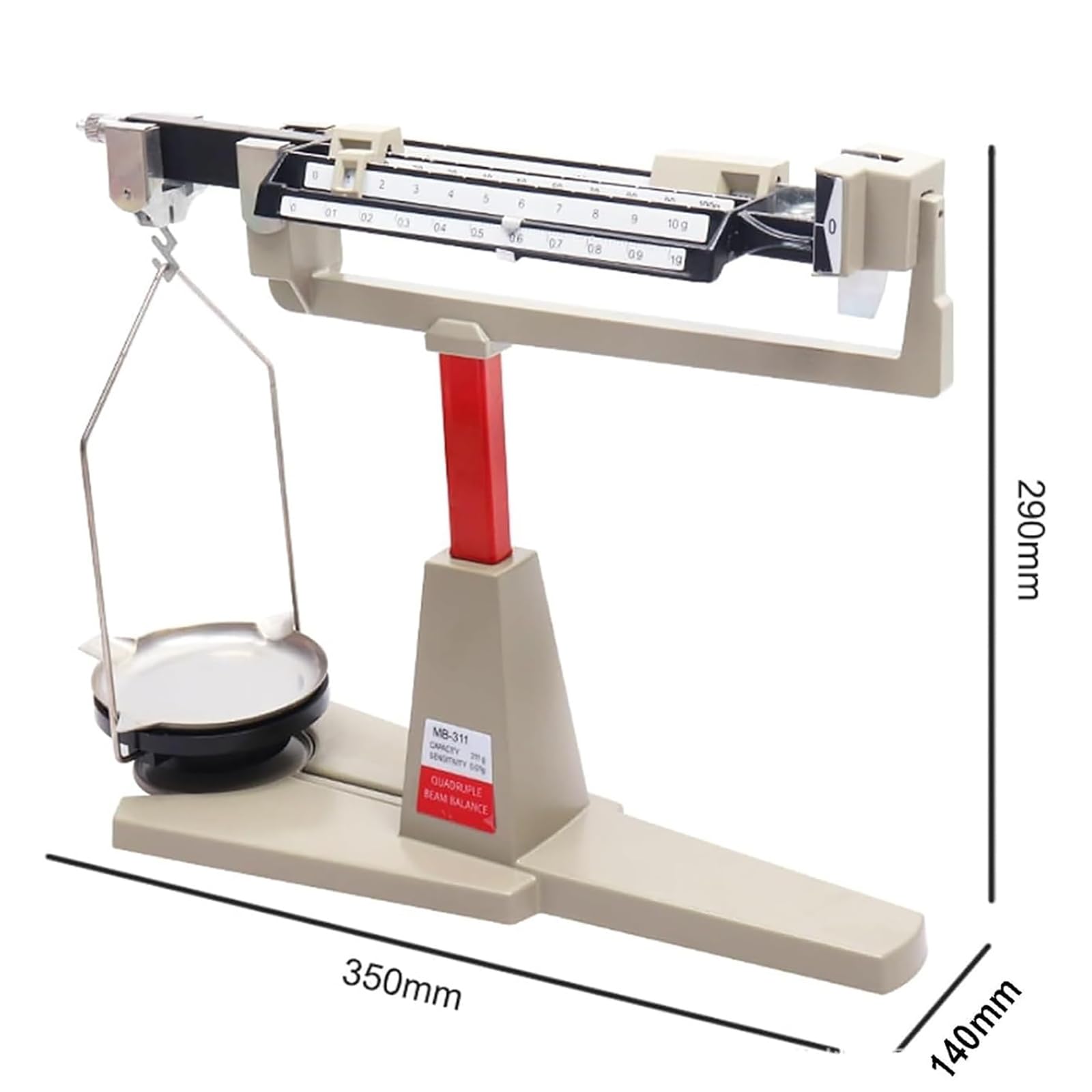Balanza Mecánica De Laboratorio, Balanza Mecánica De Brazo con 4 Reglas, Bandeja para Balanza Mecánica con Kit De Pesas De 15 Cm, 311 G/0,01 G, No Necesita Pilas.