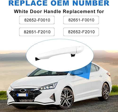Miniatura 3 de JDMON Repuesto para manija de puerta exterior blanca Hyundai Elantra Sedan 2017 2018 2019 2020 Reemplazo para 82652-F0010 82651-F0010 82651-F2010