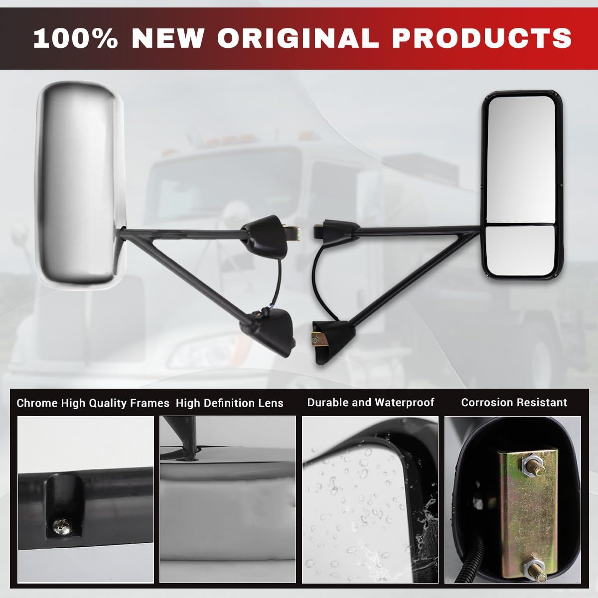 Door Mirror for Kenworth T660 T600 T370 2008-2015 Replacement Driver Side Left Mirrors for Kenworth T660 Heated Adjustable Mirror for T660 T600 T370 Semi Truck Accessories Chrome