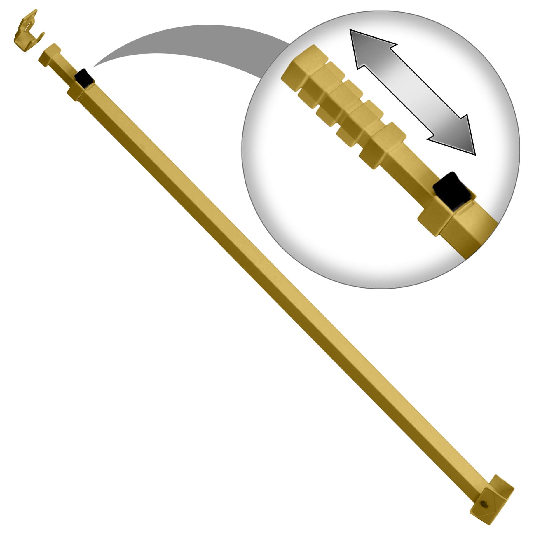 Ideal Security Barre de sécurité réglable pour porte coulissante avec serrure de sécurité enfant, pour porte de terrasse et porte coulissante en verre, doré métallique (65,75-120,5 cm)