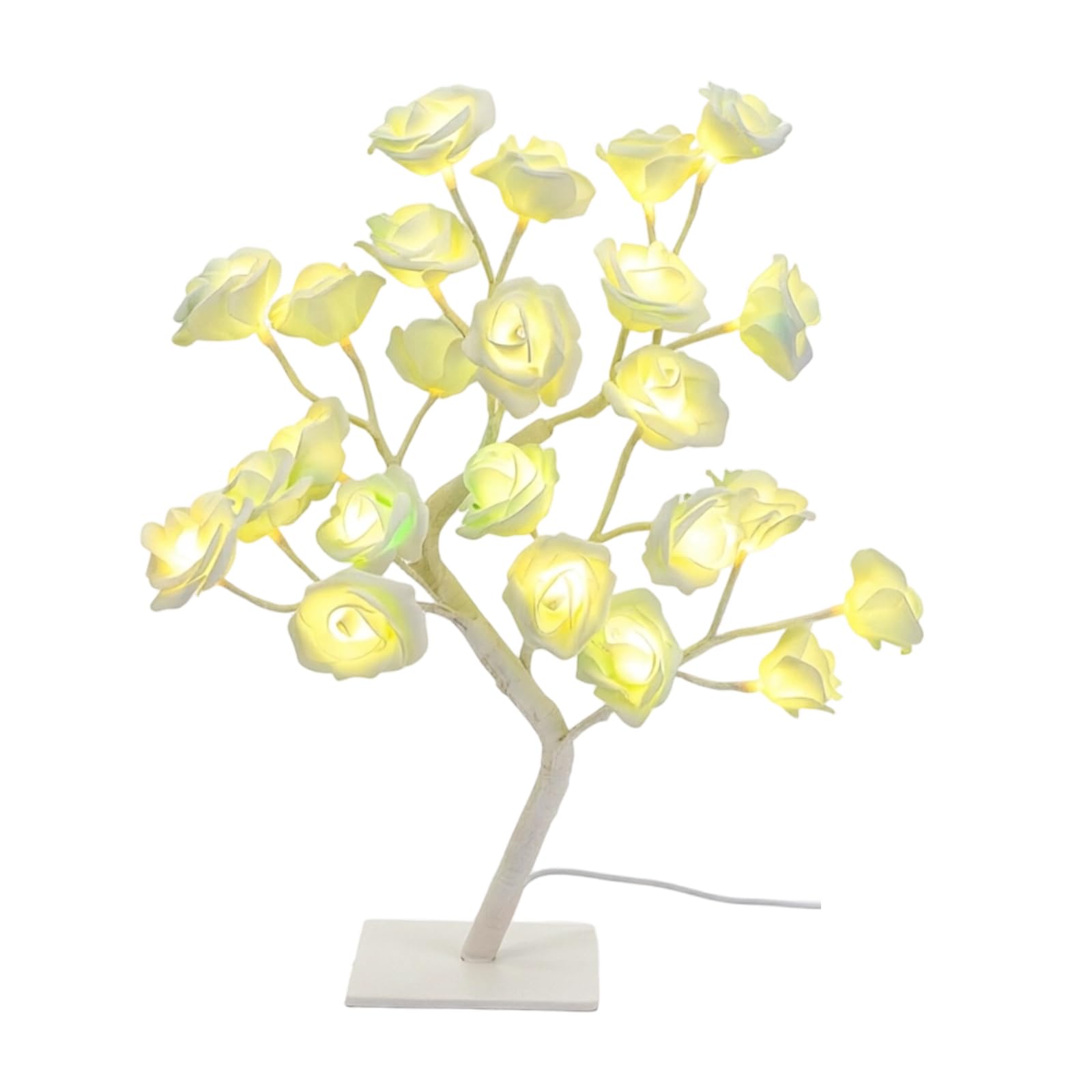 Jazuaiao Artificial Flower Tree Light LED Rose Night Lamp with Detachable Base for Nightstand Shelf Decor Tabletop Display Flower Tree Lamp Nightstand Floral Light Soft Glow Room Accent
