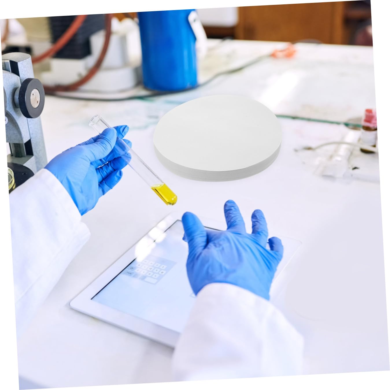 ABOOFAN 100piezas Papel De Filtro Cualitativo De Papel De Filtro De Caudal Medio Para Laboratorio