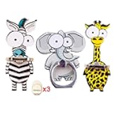 ZOSTLAND 3PCS Funny Zebra Elephant Giraffe Phone Ring Universal 360°Adjustable Case Finger Grip Stand Holder Desk Stent Mount Hook Compatible with iPhone15 14 13 12 MAX Plus Pad(3pcs Big Eyes)