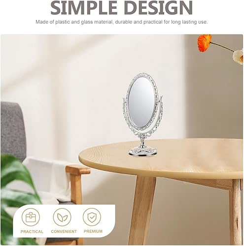 Miniatura 7 de NOLITOY Espejo de tocador dorado, espejo de baño, espejo de tocador retro, espejo de ducha, espejo de maquillaje plegable, espejo de escritorio,