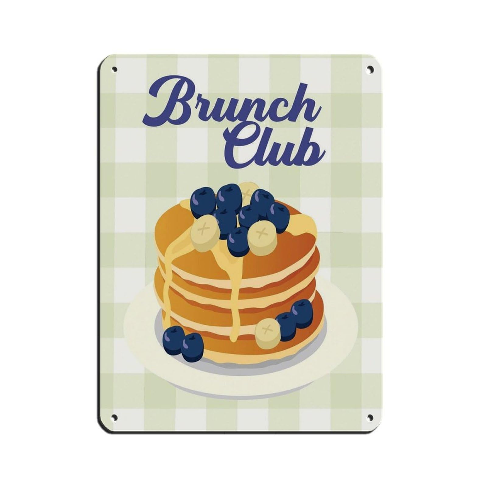 Brunch Club, American Pancakes Breakfast Retro Poster Metal Tin Sign Chic Art Retro Iron Painting Bar People Cave Cafe Family Garage Poster Wall Decoration 12x16inch(30x40cm)