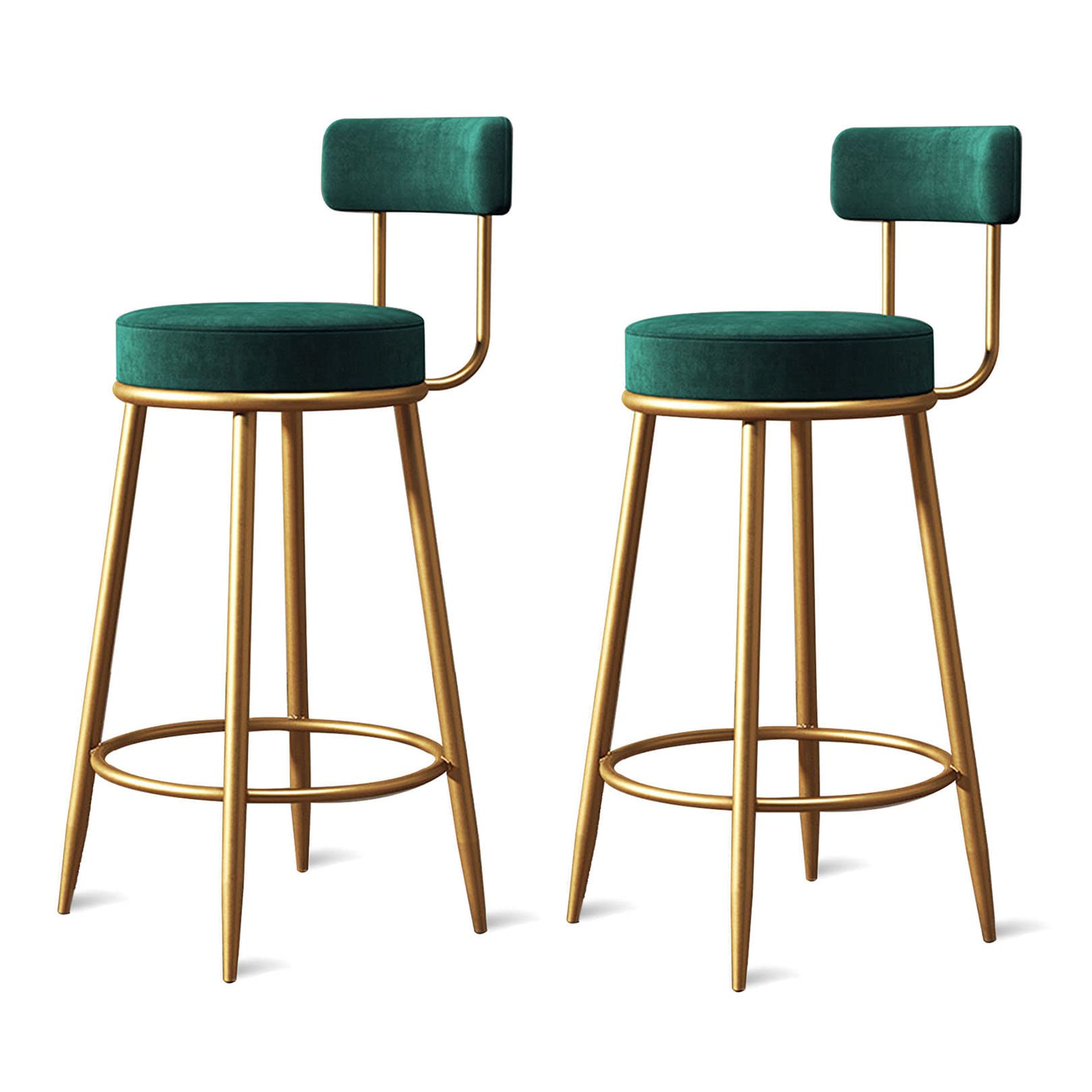 Tabourets de bar en velours assise rembourrée confortable lot de 2 pieds stables