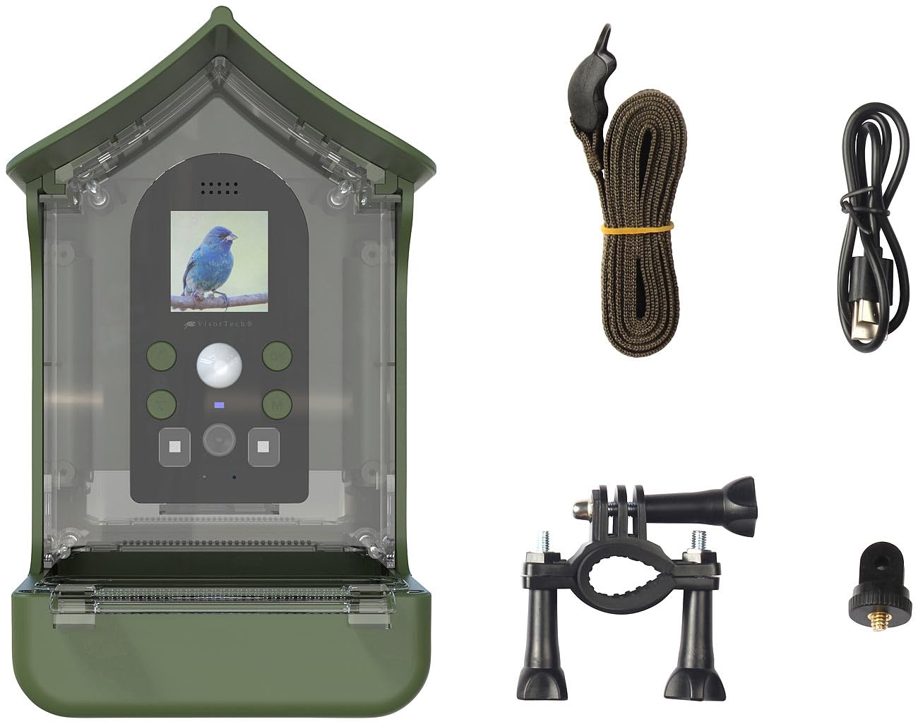 VisorTech Vogelhaus Kamera: Vogelhäuschen & Futterstelle, Full-HD-Kamera, PIR-Sensor, Nachtsicht (Futterhaus mit, Vogelfutterkamera, SD)